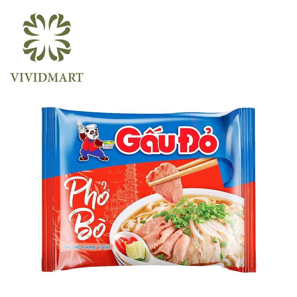 PHỞ GẤU ĐỎ 02 VỊ: BÒ VÀ GÀ - GÓI 62G - GẤU ĐỎ
