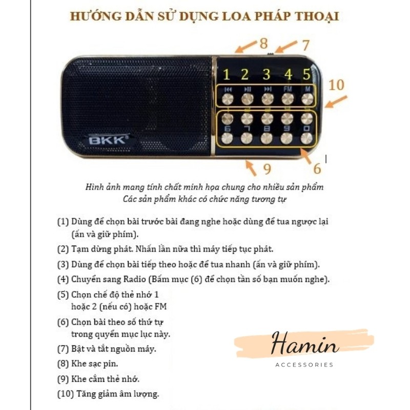 Máy nghe pháp BKK B851 nghe tụng kinh nghe đài, nghe nhạc bằng thẻ nhớ, USB, nghe kinh phật sử dụng pin siêu trâu.