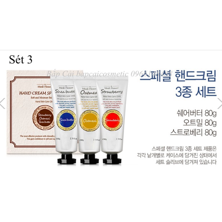 MBC Sét 3 Kem dưỡng da tay Mediflower 80gx3 kèm túi xách | BigBuy360 - bigbuy360.vn
