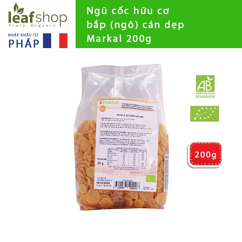 Ngũ cốc hữu cơ bắp (ngô) cán dẹp MARKAL 200g