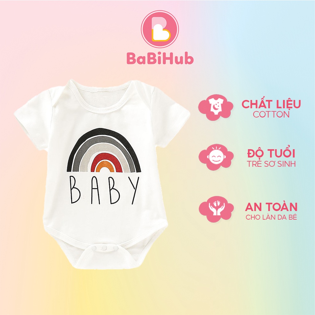 Bộ body chip bodysuit ngắn tay size từ 0-6M, Bộ bodysuit cho bé hình cầu vồng dễ thương, Bộ áo liền quần trẻ em_19260203