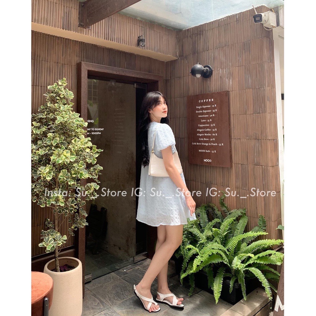 Đầm Váy Baybydoll Xuông Vải Xốp Tay Bồng Cao Cấp V27602