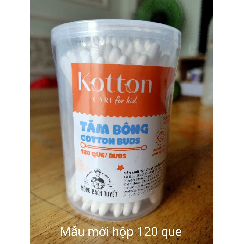Tăm bông trẻ em Kotton Care For Kid của hãng Bông Bạch Tuyết (120 que/hộp) - 1301559