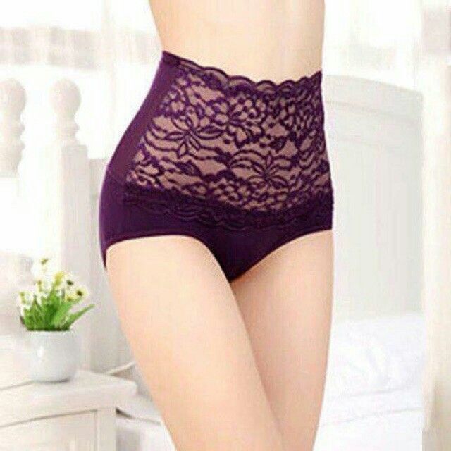 Set 10 Quần Lót Nữ Cỡ Đại (60- 72 kg ) Cạp Cao Kèm Gen Bụng Ren Cotton Mềm Mại