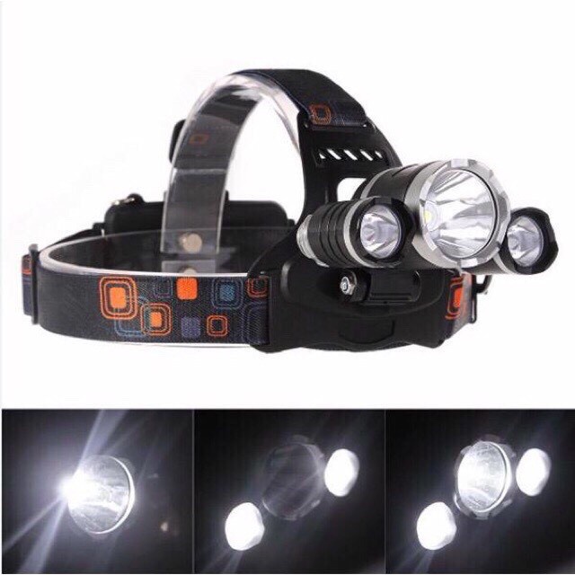 [ Phụ kiện ] Đèn đội đầu siêu sáng - Đèn pin đội đầu 3 bóng led T6 siêu sáng kèm 2 pin và sạc, chống nước[YPX8]