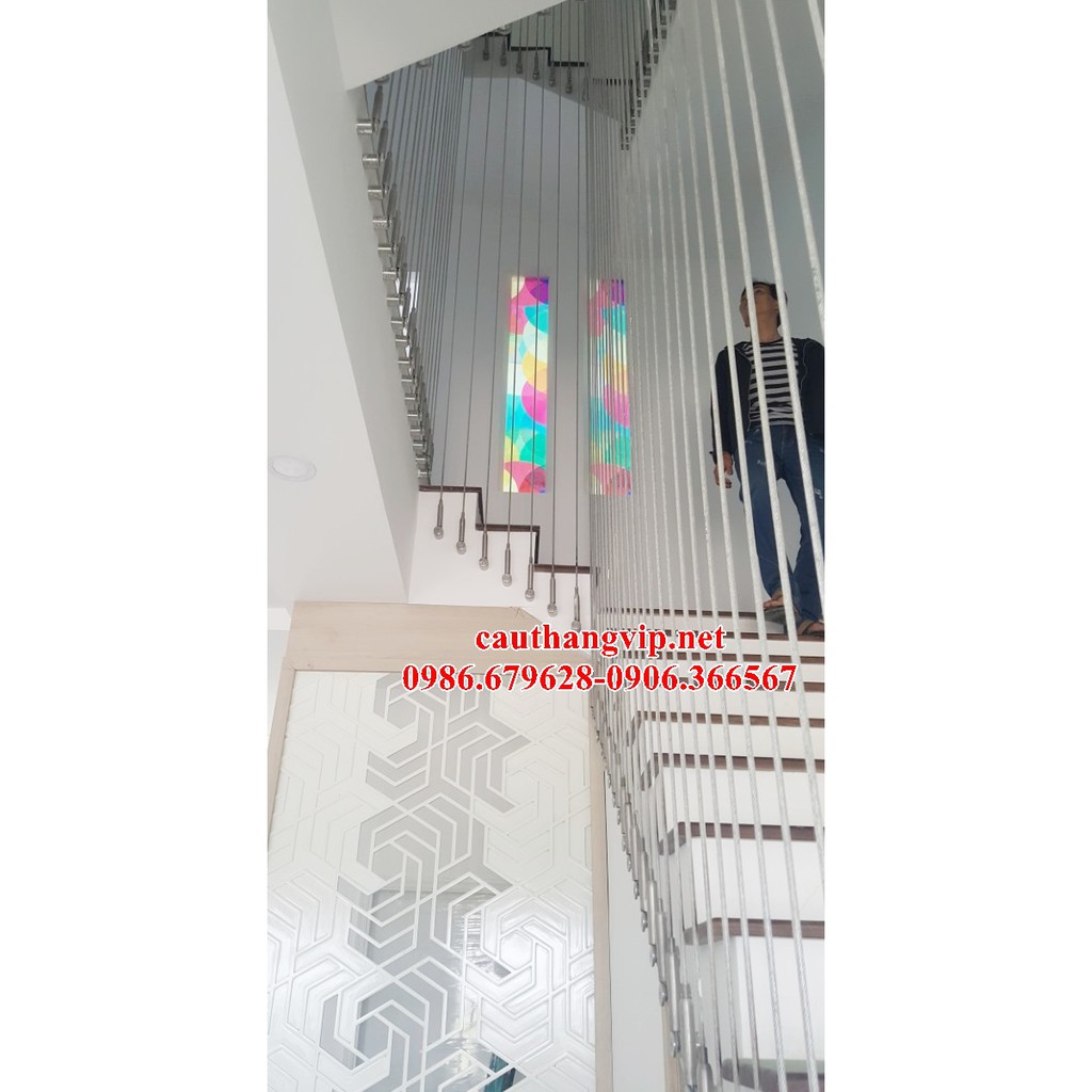 Thi công lan can cầu thang dây cáp tại Hà Nội