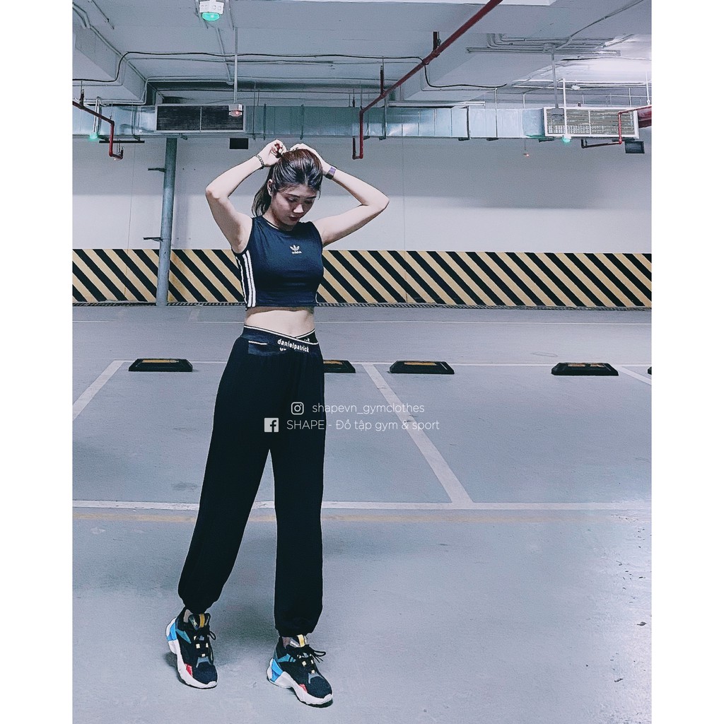 Áo croptop tập gym yoga nữ ba lỗ sọc bên [C078]