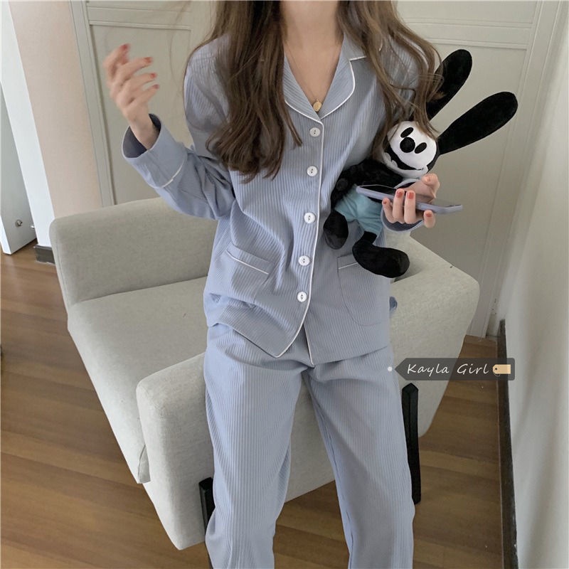 Bộ Đồ Ngủ Dáng Rộng Tay Dài Phong Cách Hàn Quốc Thời Trang Thu Đông Mới Cho Nữ | BigBuy360 - bigbuy360.vn