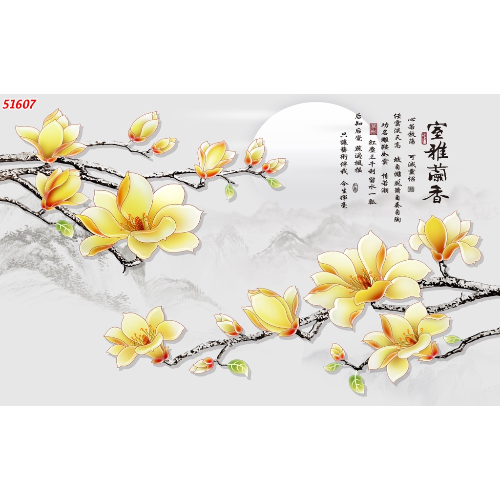 Tranh INDOCHINE vản lụa 3d tặng keo và dụng cụ dán hoa nhiều màu sắc