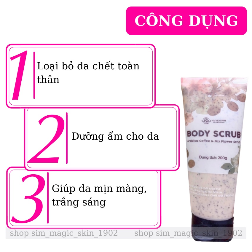 Tẩy tế bào chết Huyền Phi body làm sạch tế bào chết toàn thân giúp da mịn màng