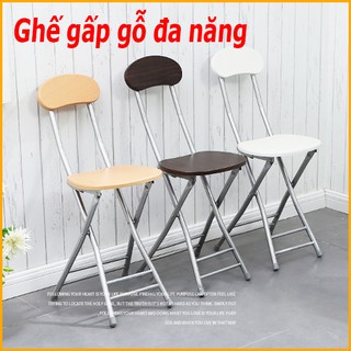 Ghế gấp gỗ đa năng, ghế gấp gọn tiện lợi khung thép màu trắng vàng đen, ghế ăn gấp gọn