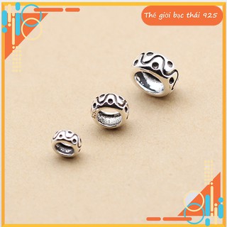 Charm bạc chặn hạt họa tiết hoa văn