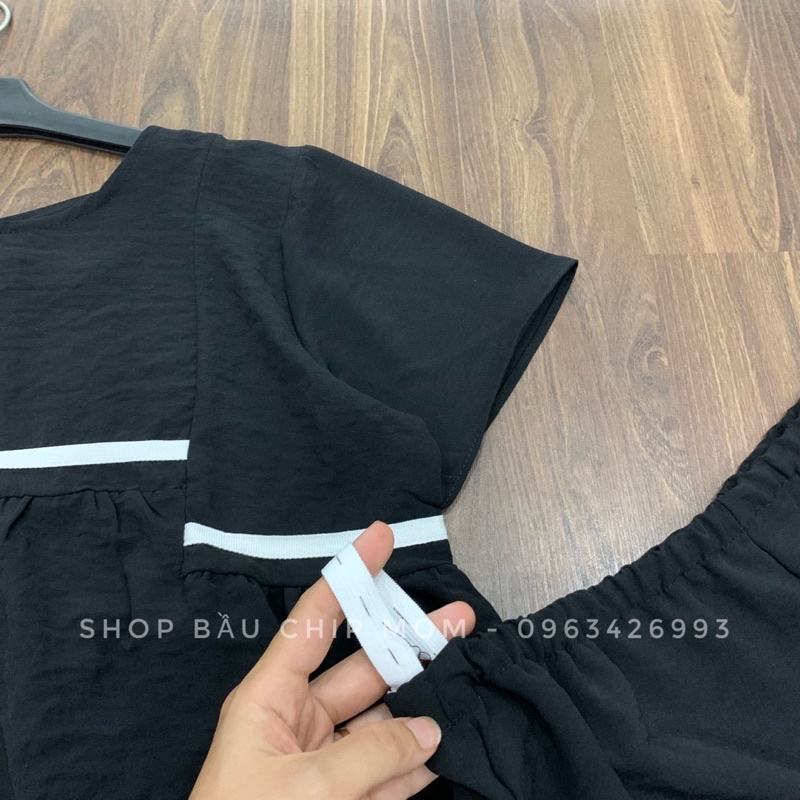 Bộ Bầu babydoll viền đẹp trẻ trung, chất Hàn cao cấp mặc cực mềm nhẹ mát - B39