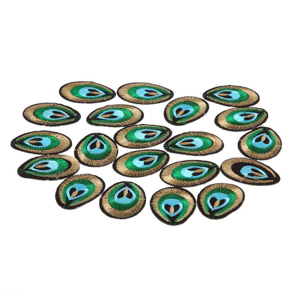 Set 20 miếng thêu vá đồ hình mắt chim công thời trang đẹp mắt