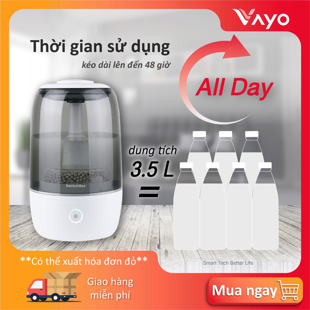 Máy phun sương tạo ẩm thông minh SwitchBot Smart Humidifier 3.5L tạo hơi lạnh, kết hợp điều khiển giọng nói với Google