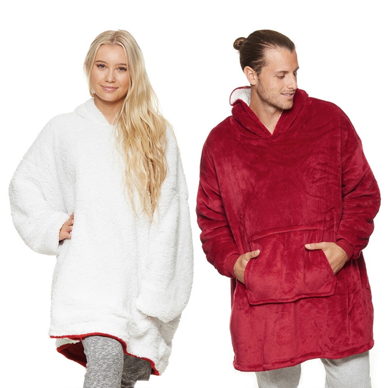 Áo hoodie giả lông cừu màu trơn cỡ lớn phối túi trước thời trang mùa đông ấm áp cho nam và nữ
 | WebRaoVat - webraovat.net.vn