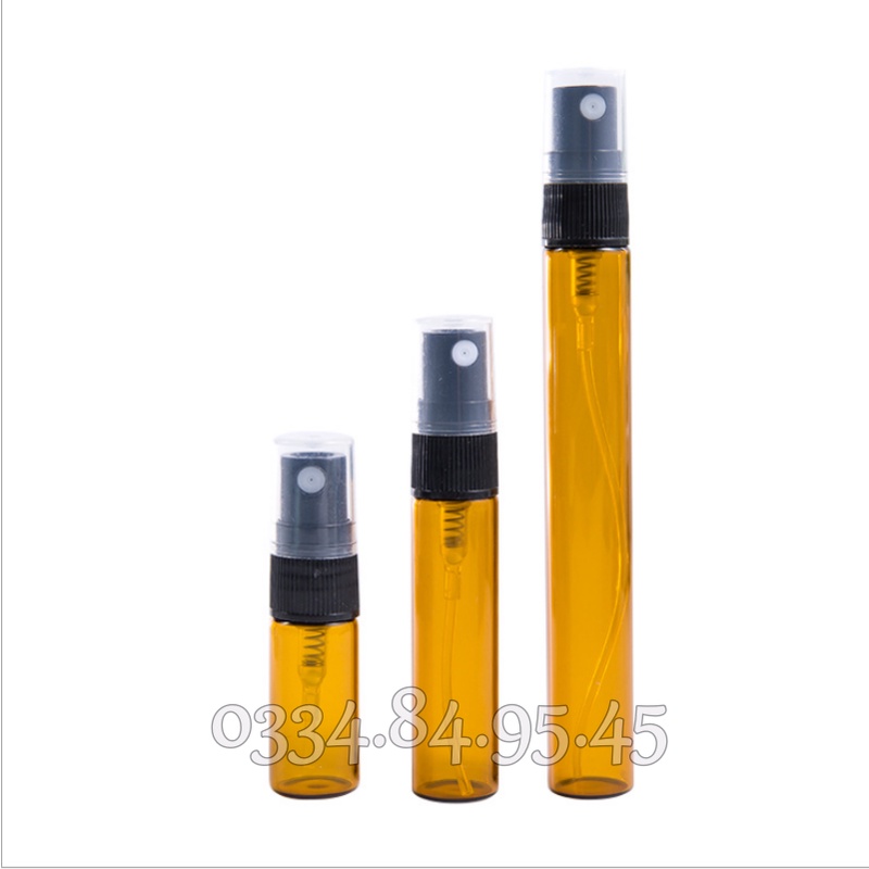 Chai chiết nước hoa  2ML 3ML 5ML 10ML NÂU nắp ĐEN - Lọ thủy tinh xịt phun sương, vỏ chiết, ống đựng dầu thơm du lịch