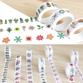 Băng Dính Washi Tape In Họa Tiết Hoa Dùng Trang Trí Nhật Ký nhãn dán dễ thương
