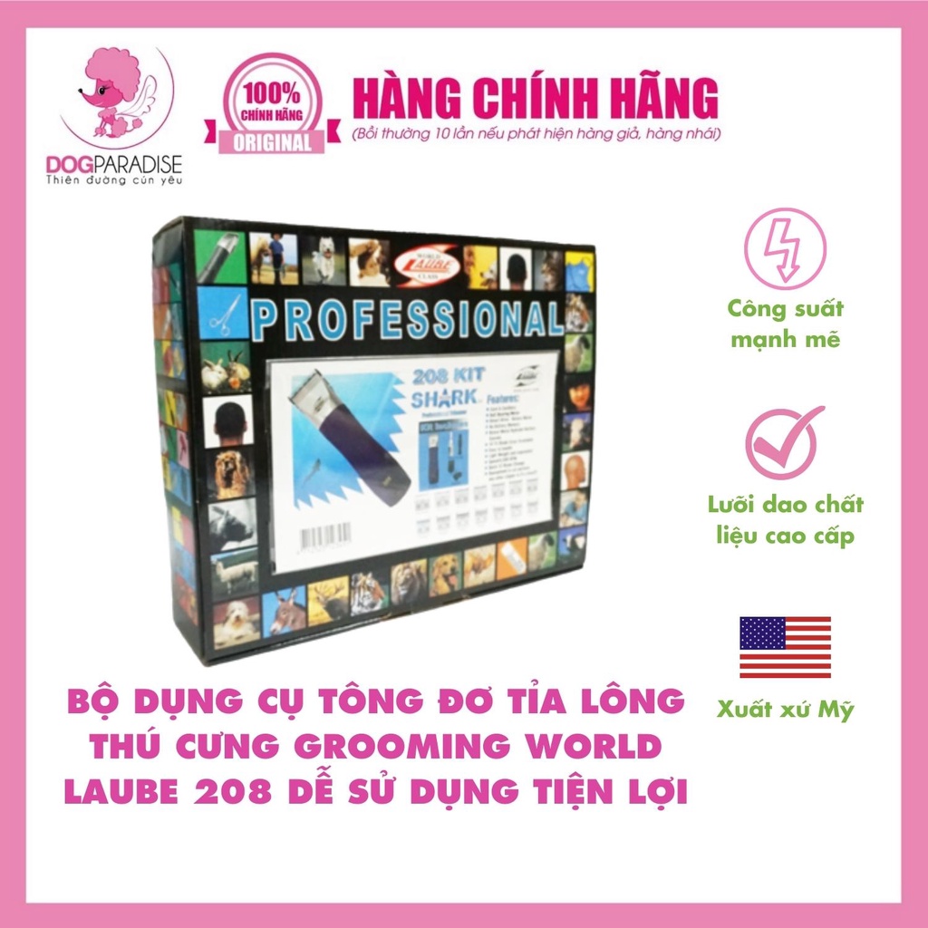 Bộ dụng cụ tông đơ tỉa lông thú cưng Grooming WORLD LAUBE 208 dễ sử dụng tiện lợi - Dog Paradise