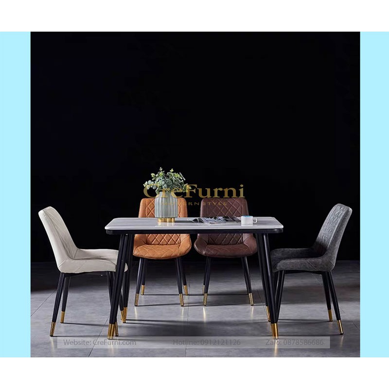 BÀN ĂN MẶT ĐÁ VÂN MÂY KHUNG HỢP KIM SƠN TĨNH ĐIỆN