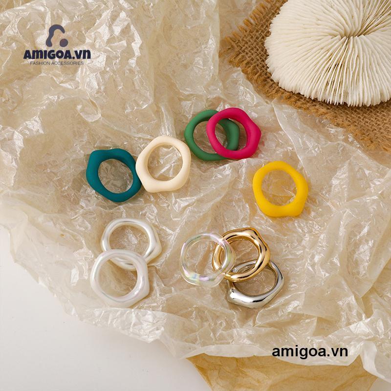 ✨✨Nhẫn Nhựa Acrylic 17mm Màu Hổ Phách Phong Cách Hàn Quốc Cho Nữ