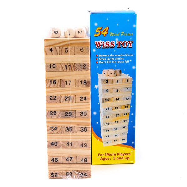 Bộ 54 Thanh gỗ dùng trong trò chơi rút gỗ đầy tiện lợi - size 17cm