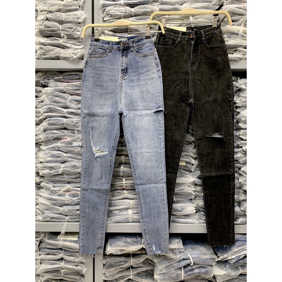 Quần Jean nữ lưng cao ôm co dãn, quần bò cạp cao ôm hai túi tròn phom ôm | BigBuy360 - bigbuy360.vn