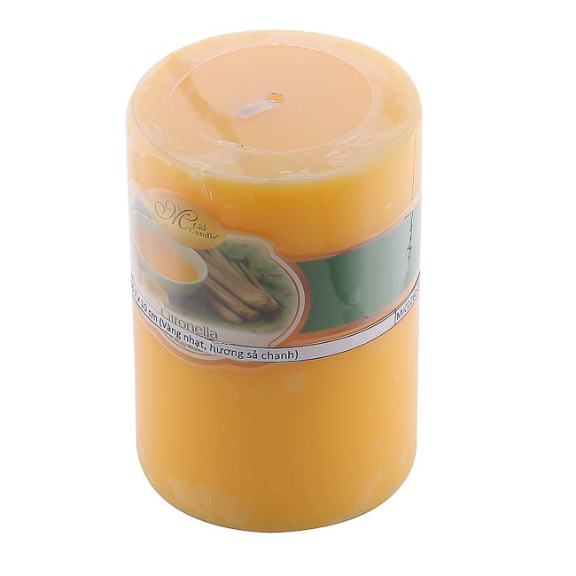 Nến thơm trụ tròn D7H10 Miss Candle MIC0260 7 x 10 cm (Vàng chanh, hương sả chanh)