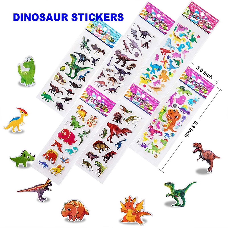 Bộ 12 miếng dán phồng hình khủng long 3d khác nhau dành cho bé