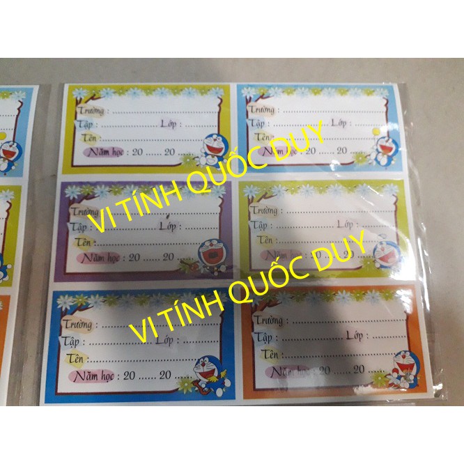 [30 nhãn vở] Nhãn vở 6 ô lớn trên 1 tờ. 1 xấp 5 tờ. tổng cộng 30 nhãn.