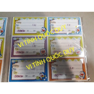 [30 nhãn vở] Nhãn vở 6 ô lớn trên 1 tờ. 1 xấp 5 tờ. tổng cộng 30 nhãn.