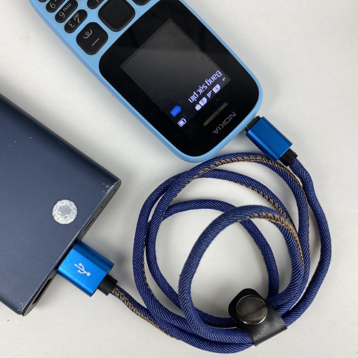 Dây cáp sạc Samsung micro USB hỗ trợ sạc nhanh 2.4A chống gãy chân bọc vải jean - Mã TZMC699