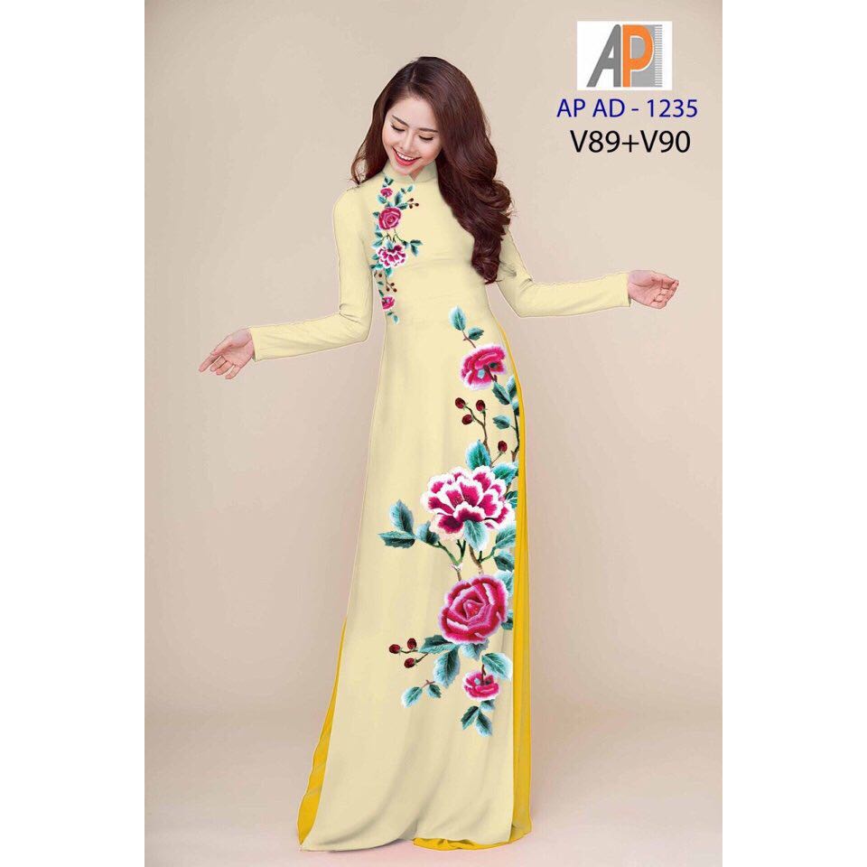 vải áo dài hoa hồng
