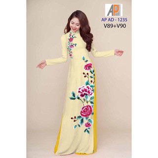 vải áo dài hoa hồng