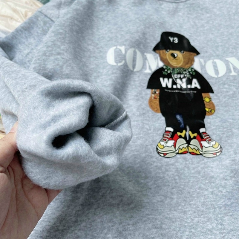 áo sweater nỉ pe comon from dưới 65kg in đẹp chất nỉ mềm mịn
