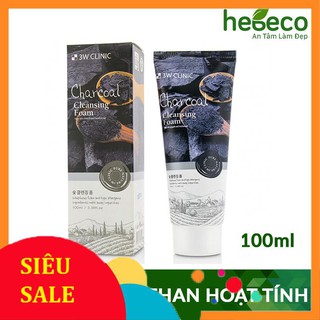 Sữa rửa mặt sạch sâu, ngừa mụn từ than hoạt tính 3W CLINIC CHARCOAL CLEANSING FOAM