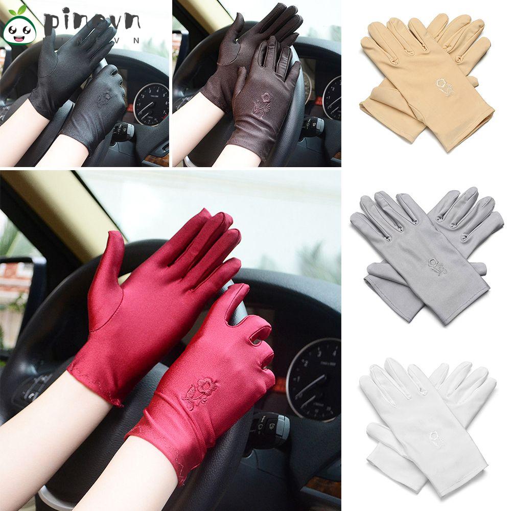 PINEVN 1 pair Sun Protection Gloves Fashion Cycling Equipment Elastic Embroidered Sunscreen Mittens