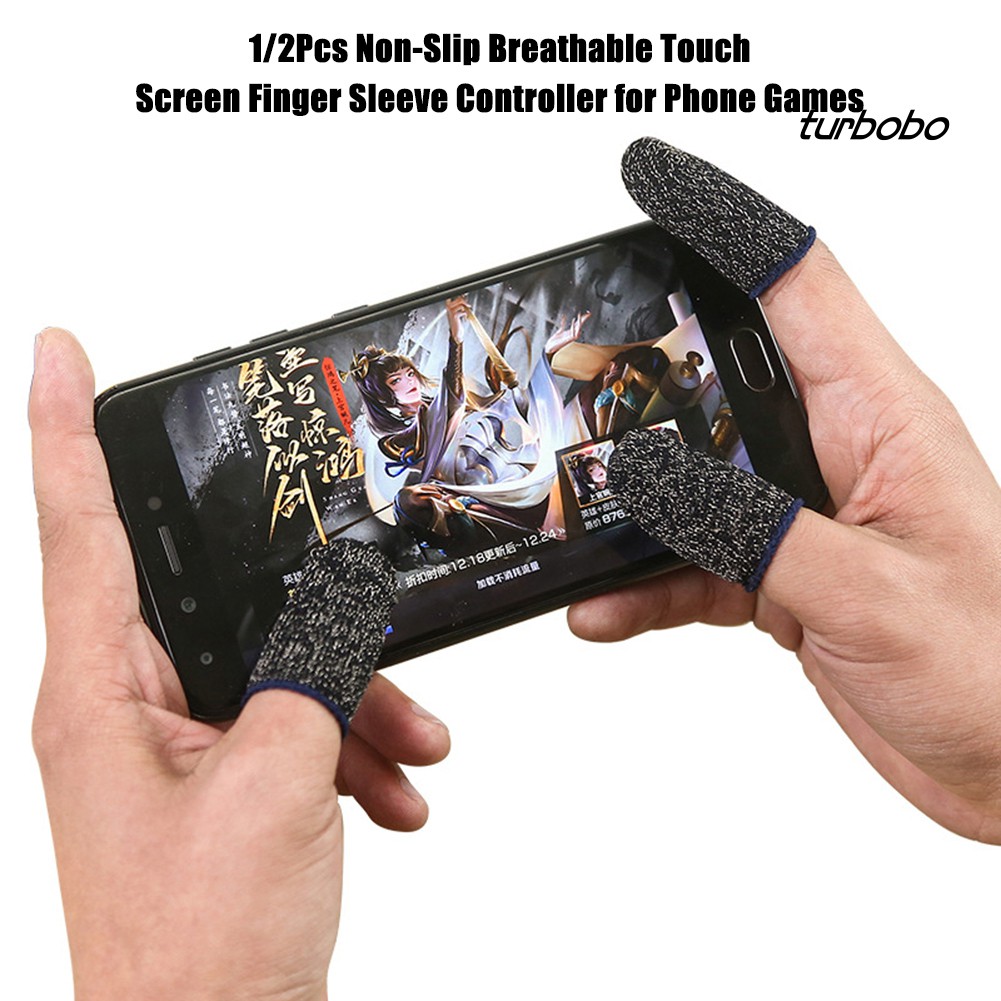 SJPJ_1/2Pcs Non-Slip Breathable Touch Screen Finger Sleeve Controller for Phone Games
