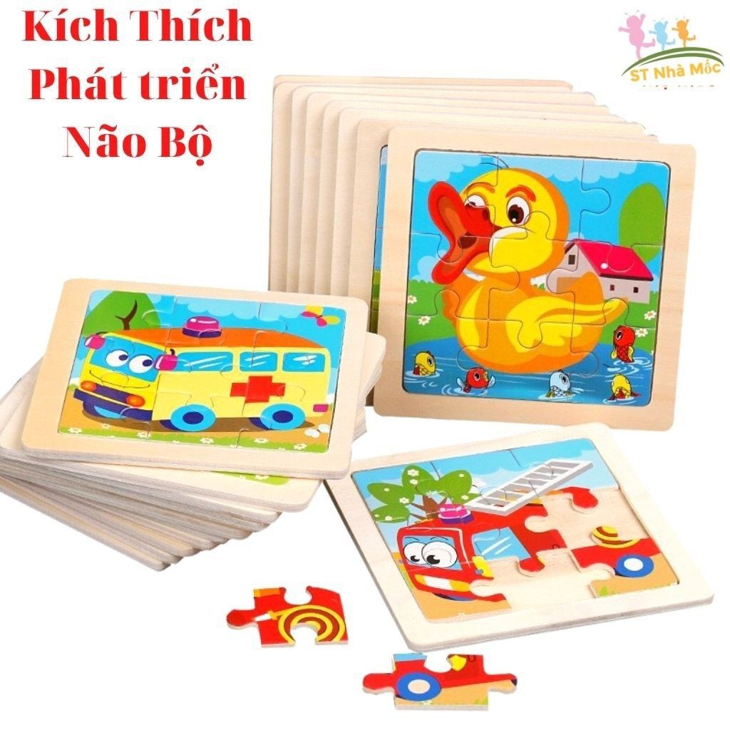 Tranh Gỗ Ghép Hình 9 Miếng Cho Bé lắp Ráp-Đồ Chơi Xếp Hình Cho Bé Thông Minh, Tư Duy Trí Tuệ- ALOKIDS TB