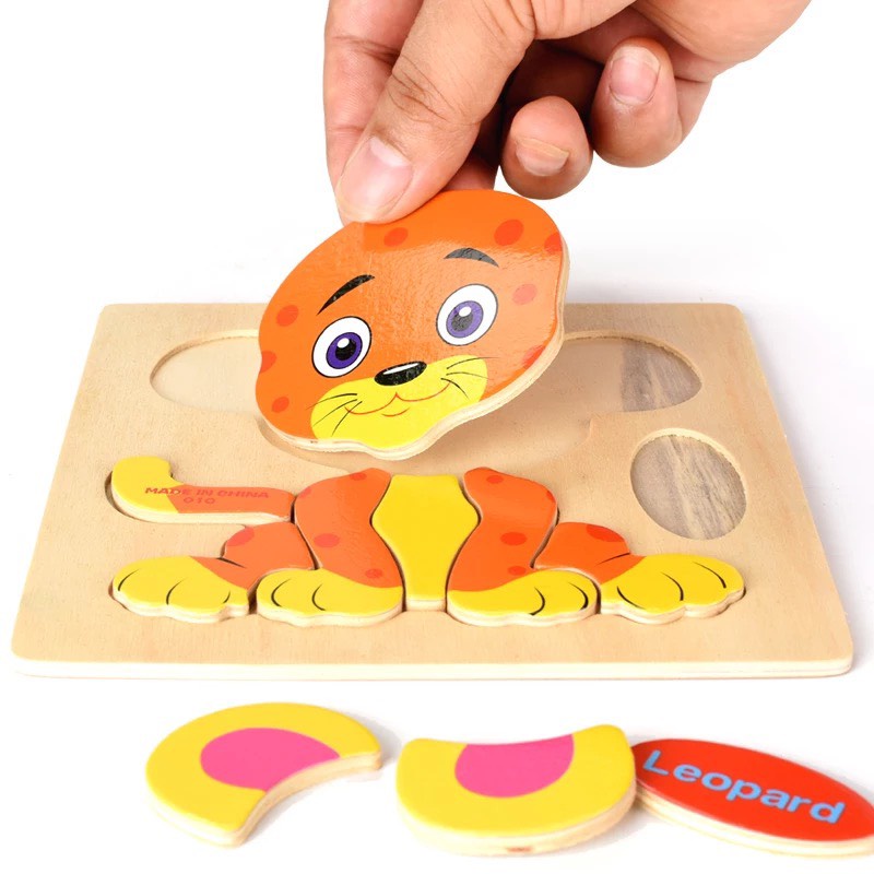 Tranh Ghép Hình Gỗ Nổi Cho Bé, Đồ Chơi Bảng Xếp Hình Băng Gỗ In Nổi 3D Cho Bé