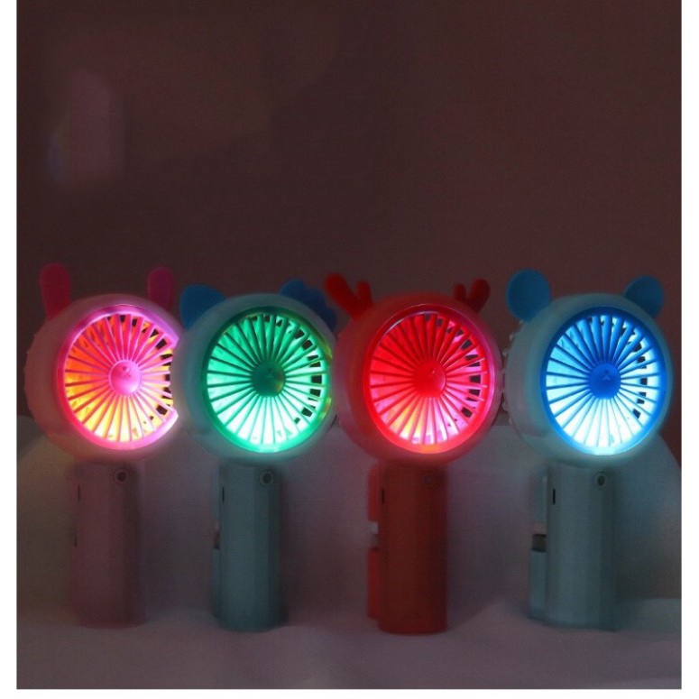 Quạt Phun Sương Mini Fan Q10 Cầm Tay Siêu Mát Tích Điện Có Tích Hợp Đèn Led Đổi Màu - Hình Tai Thú Xinh Xắn