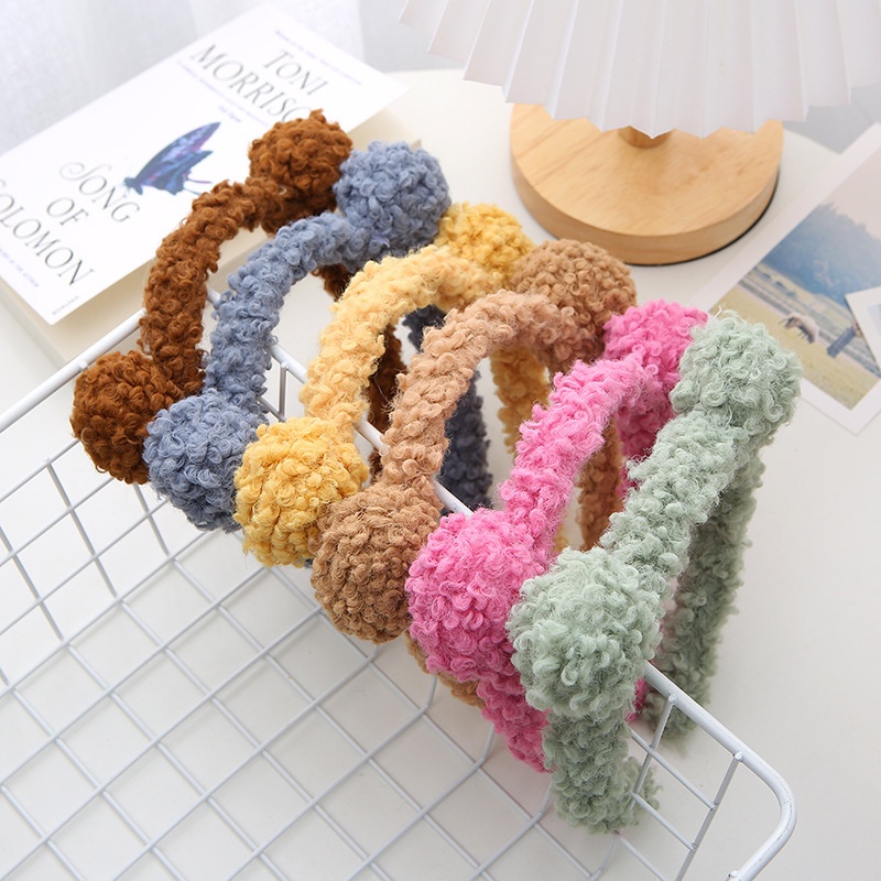 Băng Đô Cài Tóc Vải Nhung Hình Tai Gấu Dễ Thương