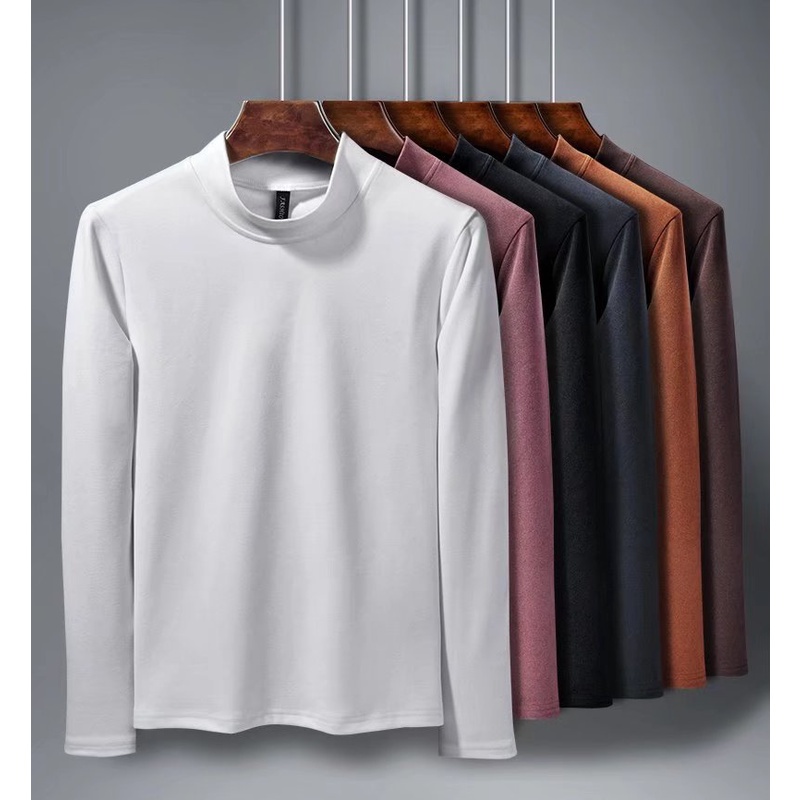 Áo Thun Nam Dài Tay Cổ Cao Hai Mặt Lót Nhung 5 Màu Tùy Chọn Size M-5XL