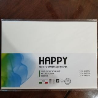 Set 10 giấy vẽ màu nước Happy A4 300gsm