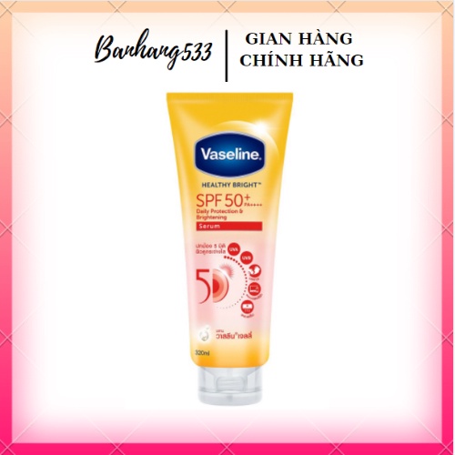 [Mẫu mới 2022] Sữa dưỡng thể Vaseline Healthy Bright SPF 50+ Daily Protection &amp; Brightening Serum