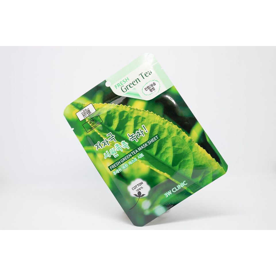 (GIÁ TỐT ) Combo 10 Mặt nạ dưỡng da tinh chất trà xanh 3W Clinic Green Tea Mask Sheet 23ml x 10
