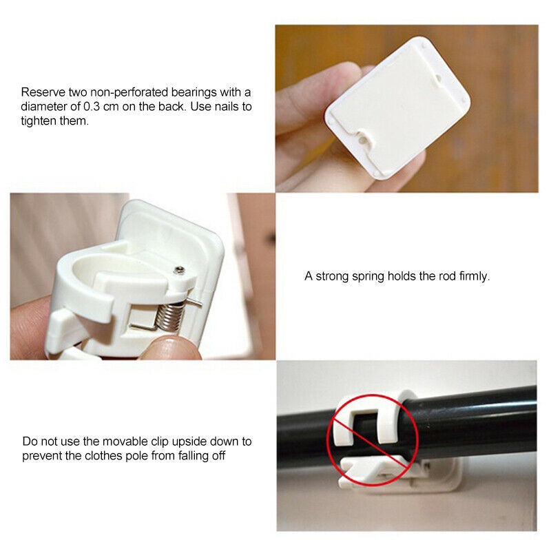 Bộ 2 Giá Đỡ Kẹp Rèm Cửa Gắn Tường Nhà Tắm Tiện Dụng