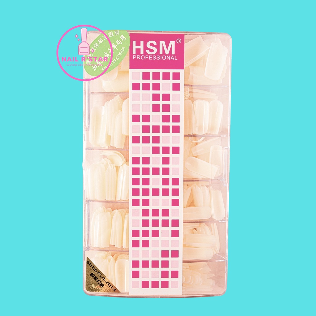Móng úp HSM chính hãng - Hộp 500 móng ốp phom chuẩn đẹp không cần dũa NAIL R’STAR