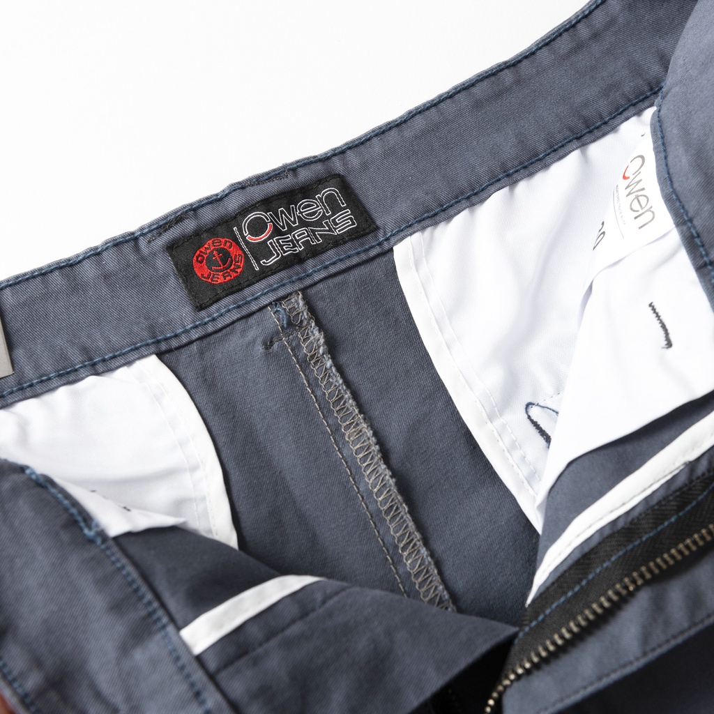 Quần short nam kaki Owen màu xám, chất liệu vải cotton cao cấp, co giãn, trẻ trung, dáng slimfit năng động