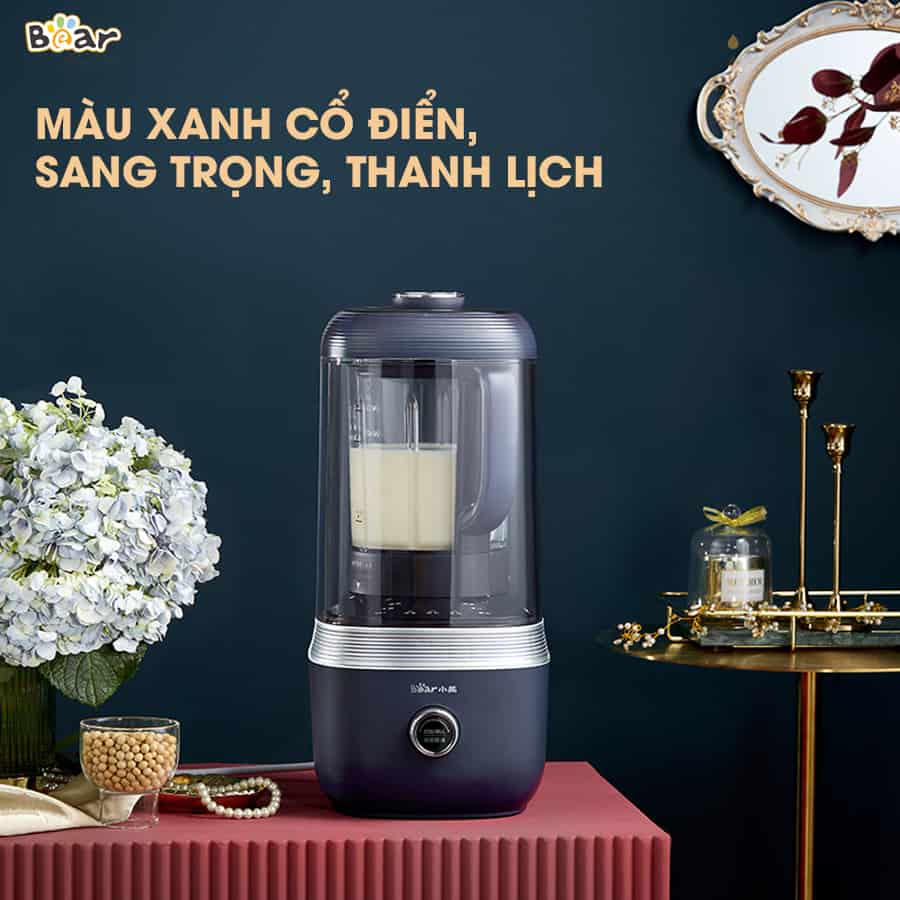 [Bear Chính Hãng] Máy xay nấu đa năng cách âm Bear PBJ-B06S2 màu xanh tím than, dung tích 1.5L,công suất lớn làm sữa hạt